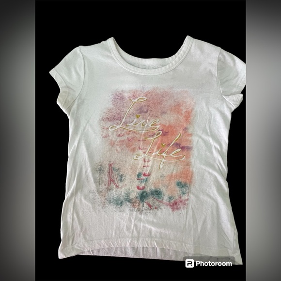 Live Life Tee by Xhilaration size Large 10/12 girls Hi Low - Picture 2 of 8